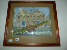Framed Oil Painting by Gary Sargent of The Hull Hyde & Skin Company Building