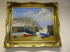 Gilt Framed Jack Rigg Original Oil Painting Entitled Summer Day Spring Tide - Scarborough