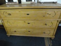 Vintage Pine Chest of 3 Long Drawers