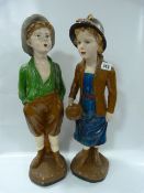 2 Large China Boy & Girl Ornaments
