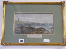 Gilt Framed Water Colour Entitled - A Bit of The Cornish Coast 1909