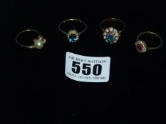 3 x 9ct Gold Dress Rings & 15ct Dress Ring