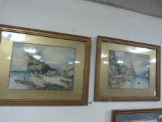 Pair of Gilt Framed Water Colours Evelyn Pool 1929 - Entitled Loch Earne & Loch Katrine