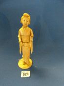 Carved Ivory Figurine of Geisha Girl