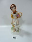 Porcelain Girl & Lamb Figurine