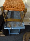 Painted Wicker Table & Stool