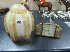 Art Deco Lamp Shade & Smiths Mantle Clock