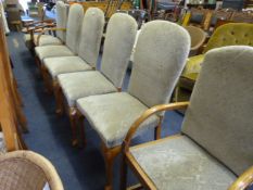 Set of Oak Upholstered Dining Chairs