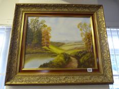 Gilt Framed Oil Painting Depicting a Country Scene