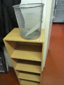 Beech Shelving Unit & Waste Bin