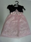 *Jona Michelle 2 Piece Pink and Black Party Dress with Diamante Bow - Size 2 Years
