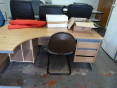 *'L' Shaped Office Desk with Left Hand Return in Light Oak & Silver Finish