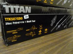 *Titan TPK587GDO25PC Petrol 4-in-1 Multi Tool Comprising of Petrol Power Unit - Strimmer - Chain Saw