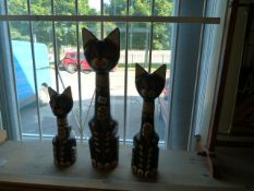 3 Ornamental Cat Figurines