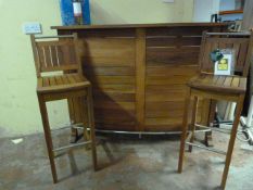 *Hardwood Eucalyptus Garden Bar with 2 Matching High Seat Stools