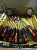 Box Containing 15 Long Reach Screw Drivers