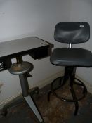 Vintage Style Draughtman's Chair with Adjustable Height Work Table