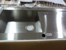*Pyramis Single Bowl Stainless Steel Square Sink with Drainer in Brushed Stainless Steel Finish