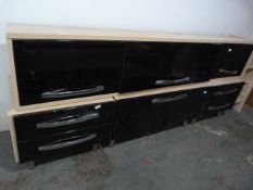 Range of Floor Standing High Gloss Black Cupboards with Matching Wall Cupboards