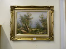 Gilt Framed Oil on Board Depicting a  Country Scene