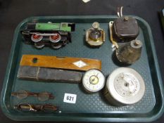 Tray of Collectable Items to Include Hornby Loco - Yorkshire Penny Bank - Early Spectacles etc