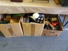 3 Boxes of Bric-a-Brac Including China & Glassware - Angle Poised Lamps - Crockery etc