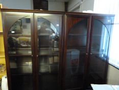 Pair of Glazed Mahogany Display Cabinets Over Drawers