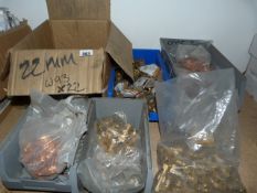 *5 Boxes Containing Assorted Copper & Brass Plumbing Fittings