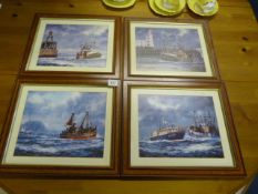4 Mahogany Framed Jack Rigg Prints