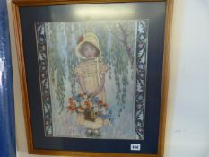 Framed Needlework Picture Depicting a Young Child