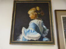 Framed Oil on Board Depicting a Young Girl