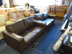2 Brown Leatherette 2 Seat Settees