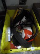 Box Containing Boxing Gloves - Gun Sight - Tools etc
