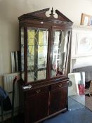 Mahogany Glazed Cabinet Over Sideboard