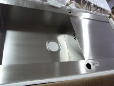 *Pyramis Single Bowl Stainless Steel Square Sink with Drainer in Brushed Stainless Steel Finish