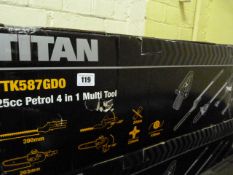 *Titan TPK587GDO25PC Petrol 4-in-1 Multi Tool Comprising of Petrol Power Unit - Strimmer - Chain