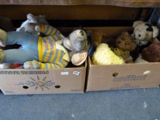 2 Boxes of Stuffed Teddies etc Including Roland Rat