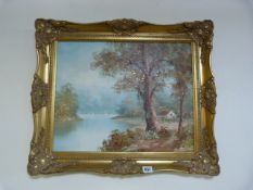 Gilt Framed Oil Painting Depicting a Country Scene