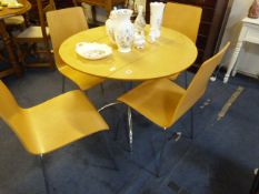 Light Oak Circular Drop Leaf Dining Table & 4 Chairs