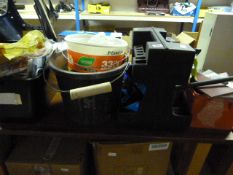 3 Buckets & Tool Box Containing Assorted Electrical Cable - Plumbing Fittings - Hand Tools etc