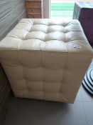 Quilted Beige Faux Leather Stool