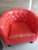 Quilted Button Back Faux Leather Tub Seat