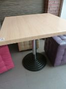 Square Pedestal Table on Chrome Pedestal with Heavy Cast Iron Base