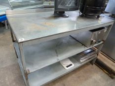 Stainless Steel Topped Preparation Unit with 2 Under Shelves