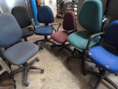 5 Assorted Office Chairs - Various Colours