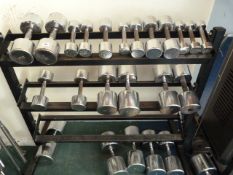 Dumbbell Rack containing Chrome Plated Dumbbells
