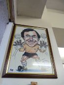 Framed Gordon Banks Comical Caricature Drawing