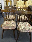 4 Oak Spindle Back Dining Chairs