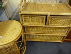 4 Drawer Wicker Tidy & Wicker & Bamboo Stool
