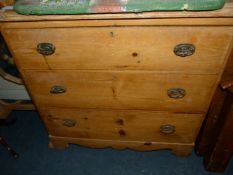 Edwardian Pine Chest of 3 Drawers